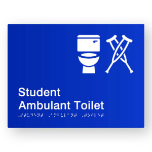 Student Ambulant Toilet Braille Sign in Blue Tactile Printed Acrylic