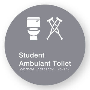 Student Ambulant Toilet Braille Sign on a Tactile Printed Grey Acrylic Disk