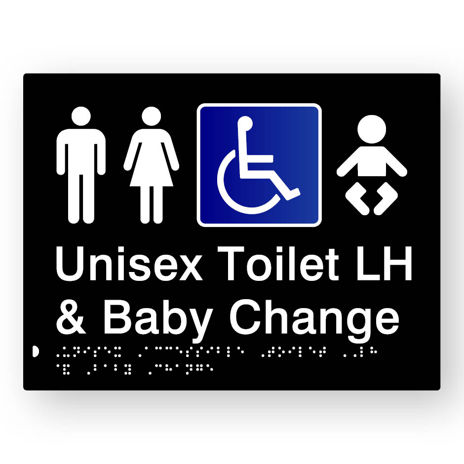 Unisex Accessible Toilet LH & Baby Change (SKU-BSS-UATLBC) Black