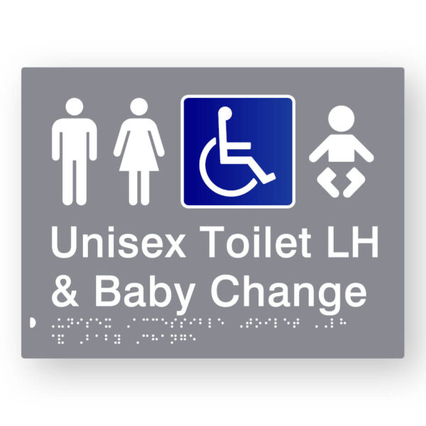Unisex Accessible Toilet LH & Baby Change (SKU-BSS-UATLBC) Grey