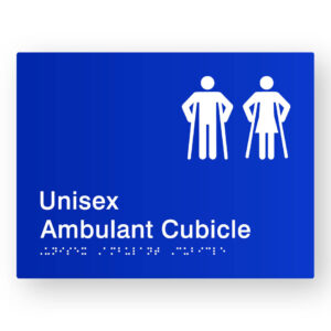 Unisex Ambulant Cubicle Braille Sign in Blue Tactile Printed Acrylic - Image 1