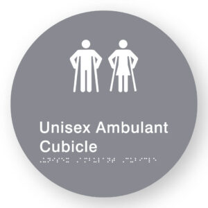 Unisex Ambulant Cubicle Braille Sign on a Tactile Printed Grey Acrylic Disk