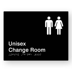 Unisex Change Room Braille Sign in Black Acrylic