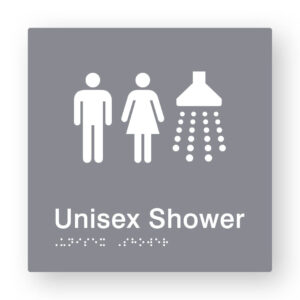 Unisex Shower Braille Sign in Grey Tactile Printed Acrylic