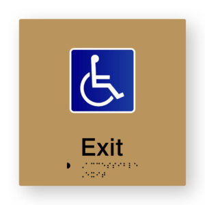 Accessible Exit Braille Sign in Gold Tactile Printed Acrylic