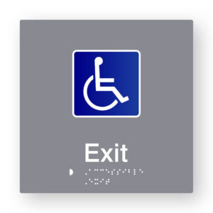 Accessible Exit Braille Sign in Grey Tactile Printed Acrylic