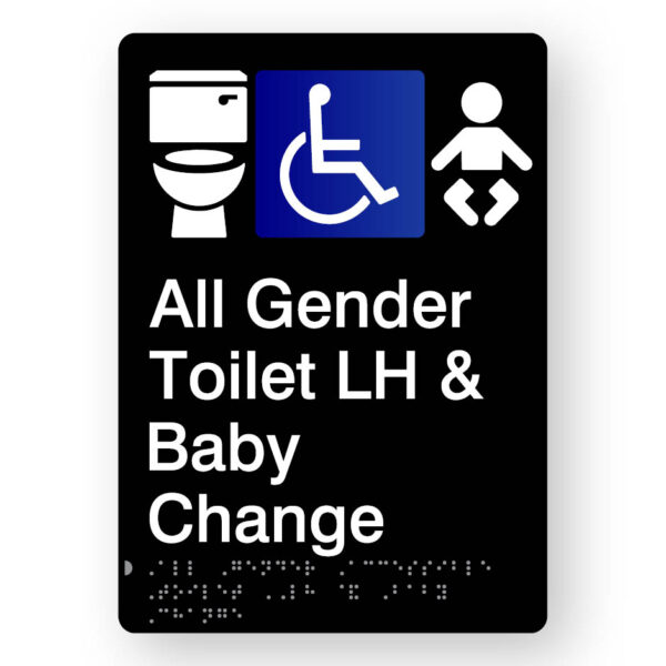All Gender Accessible Toilet LH & Baby Change (SKU - BFP - AGATLBC) Black