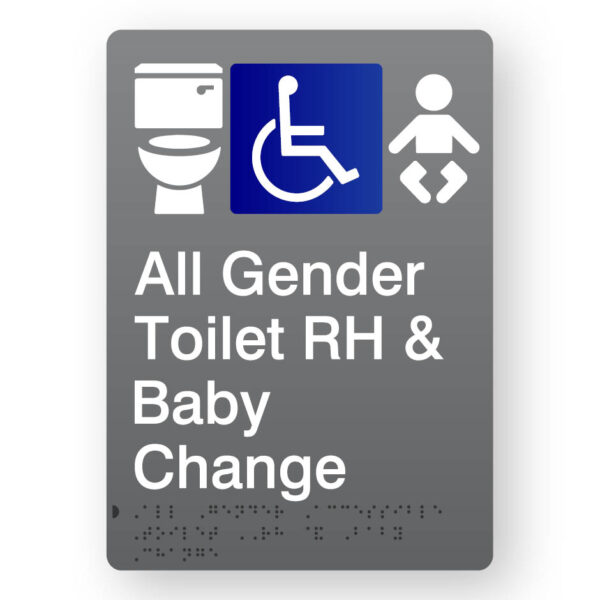 All Gender Accessible Toilet RH & Baby Change (SKU - BFP - AGATRBC) Grey