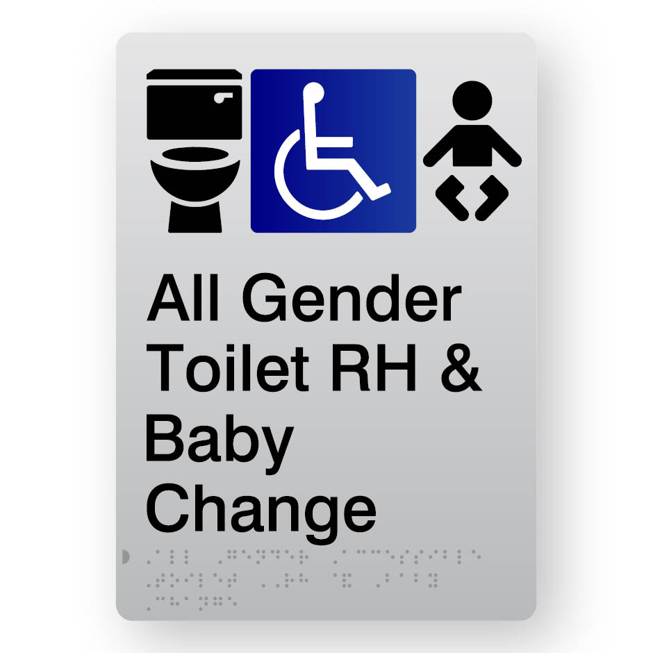 All Gender Accessible Toilet RH & Baby Change (SKU – BFP – AGATRBC) Silver