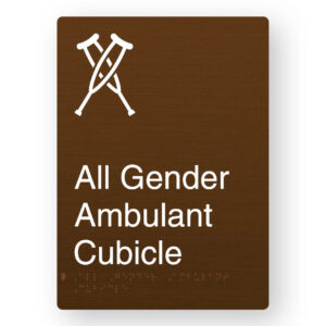 All Gender Ambulant Cubicle Braille Sign in Portrait Bronze Finish