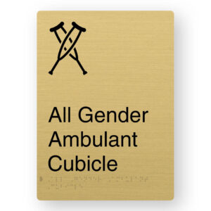 All Gender Ambulant Cubicle Braille Sign in Portrait Satin Brass Finish
