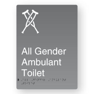 All Gender Ambulant Toilet Braille Sign in Portrait Grey Aluminium