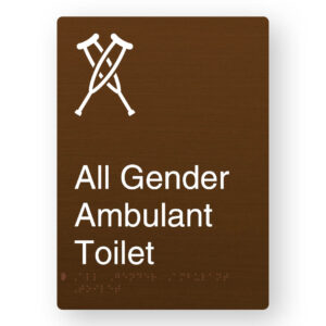 All Gender Ambulant Toilet Braille Sign in Portrait Bronze Finish