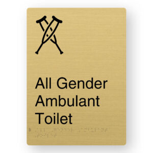 All Gender Ambulant Toilet Braille Sign in Portrait Satin Brass Finish