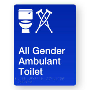 All Gender Ambulant Toilet Braille Sign in Portrait Blue Acrylic