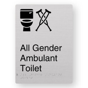 All Gender Ambulant Toilet Braille Sign in Portrait Anodised Aluminium