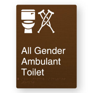 All Gender Ambulant Toilet Braille Sign in Portrait Bronze Finish