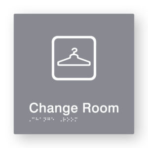 Change Room Braille Sign in Grey Tactile Printed Acrylic