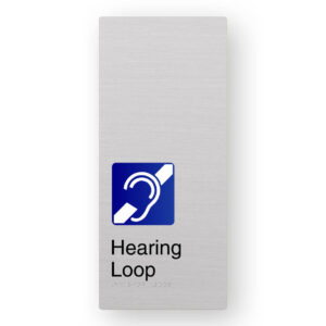 Hearing Loop Braille Sign in XL Anodised Aluminium