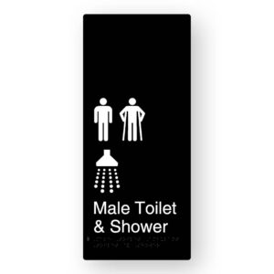 Male Toilet Ambulant Toilet & Shower Braille Sign in XL Black Aluminium - Image 1