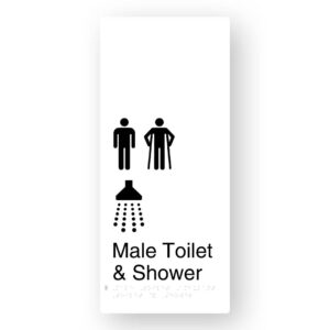 Male Toilet Ambulant Toilet & Shower Braille Sign in XL White Aluminium - Image 1
