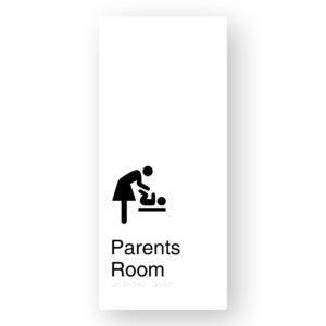 Parents Room Braille Sign in XL White Aluminium