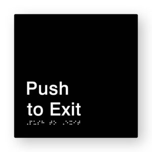 Push to Exit Braille Sign in Black Acrylic - Image 1