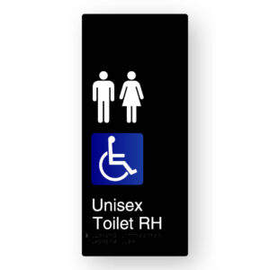 Unisex Accessible Toilet RH Braille Sign in XL Black Aluminium