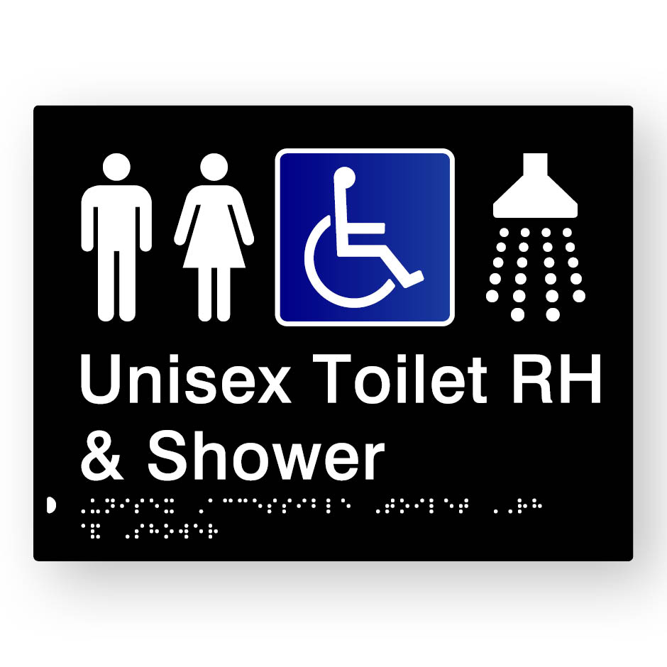Unisex Accessible Toilet RH & Shower (SKU-BSS-UATRS) Black