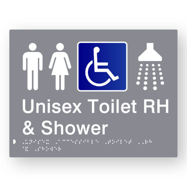 Unisex Accessible Toilet RH & Shower (SKU-BSS-UATRS) Grey