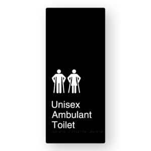 Unisex Ambulant Toilet Braille Sign in XL Black Aluminium