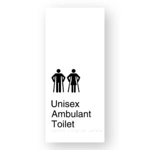 Unisex Ambulant Toilet Braille Sign in XL White Aluminium - Image 1