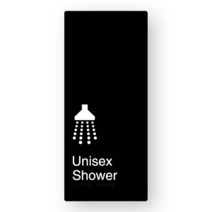 Unisex Shower Braille Sign in XL Black Aluminium