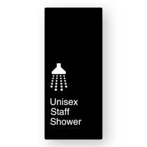 Unisex Staff Shower Braille Sign in XL Black Aluminium