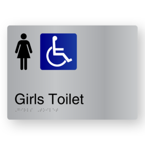 Airlock - Girls Toilet Braille Sign in Stainless Steel
