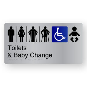 Airlock - Toilets & Baby Change Braille Sign in Stainless Steel