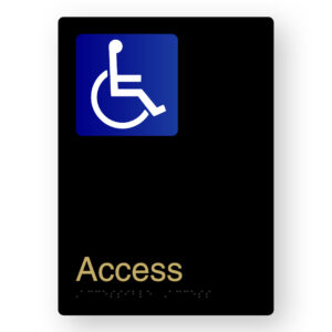 Accessible Access Braille Sign in Portrait Satin Brass Finish