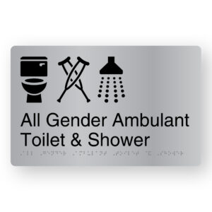 All Gender Ambulant Toilet & Shower Braille Sign in Stainless Steel