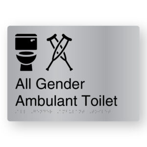 All Gender Ambulant Toilet Braille Sign in Stainless Steel