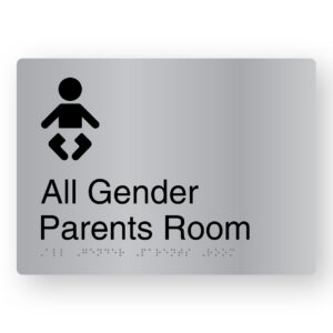 All Gender Parents Room Braille Sign in Stainless Steel