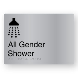 All Gender Shower Braille Sign in Stainless Steel