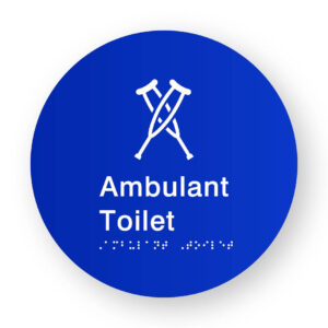 Ambulant Toilet Braille Sign on a Tactile Printed Blue Acrylic Disk - Image 1