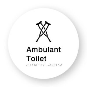 Ambulant Toilet Braille Sign on a Tactile Printed White Acrylic Disk - Image 1