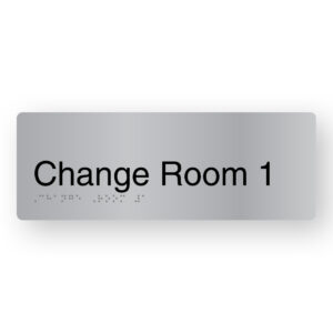 Change Room 1 Braille Sign in Stainless Steel