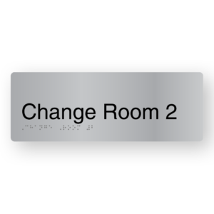Change Room 2 Braille Sign in Stainless Steel