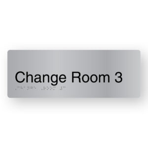 Change Room 3 Braille Sign in Stainless Steel
