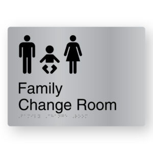 Family Change Room Braille Sign in Stainless Steel