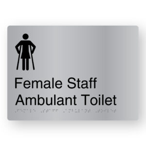 Female Staff Ambulant Toilet Braille Sign in Stainless Steel
