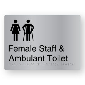 Female Staff & Ambulant Toilet Braille Sign in Stainless Steel