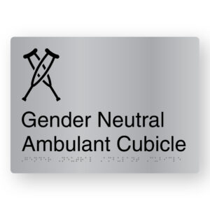 Gender Neutral Ambulant Cubicle Braille Sign in Stainless Steel